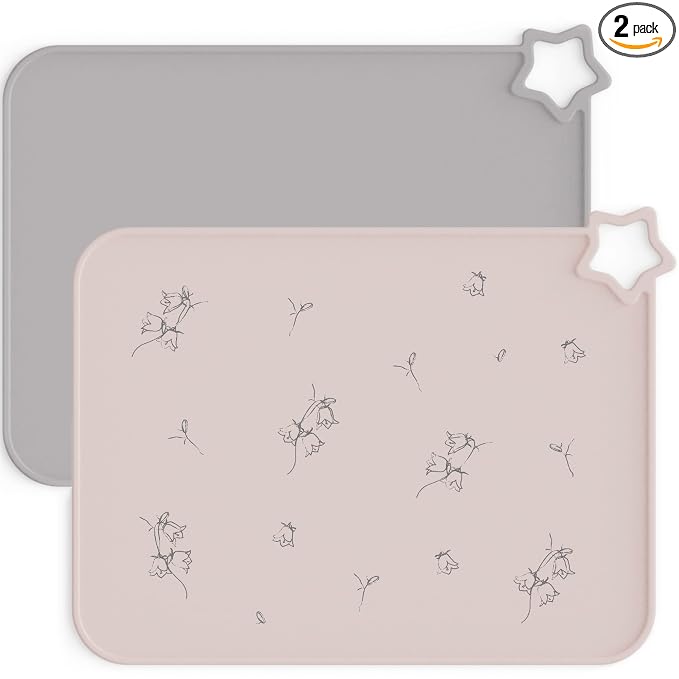 Moonkie Silicone Placemat for Babies: Toddler Table Mats for Self-Feeding | BPA-Free Non-Slip Stain-Proof Reusable Heat-Resistant Dishwasher Safe for Restaurant & Travel 2 Packs