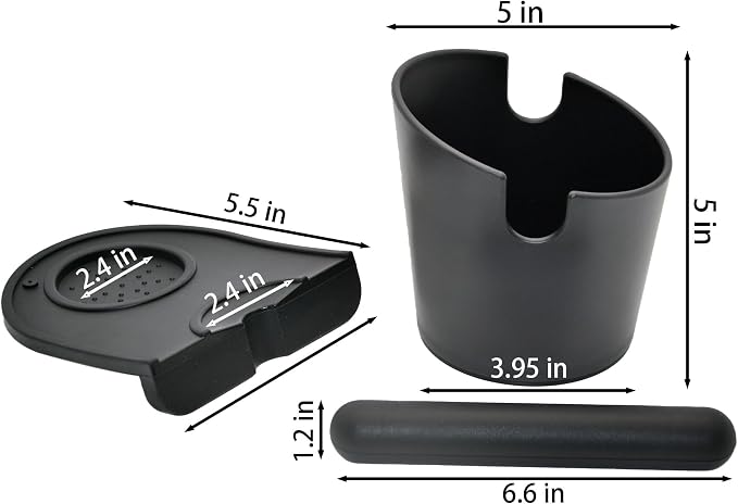 IAOSEN 5inch Knock Box Espresso Knock Box Silicone coffee Tamper Mat Espresso Machine Accessories Set of 2 with Removable Knock Bar and Anti-Slip Base for Home Office Barista Tools for Bar Shop