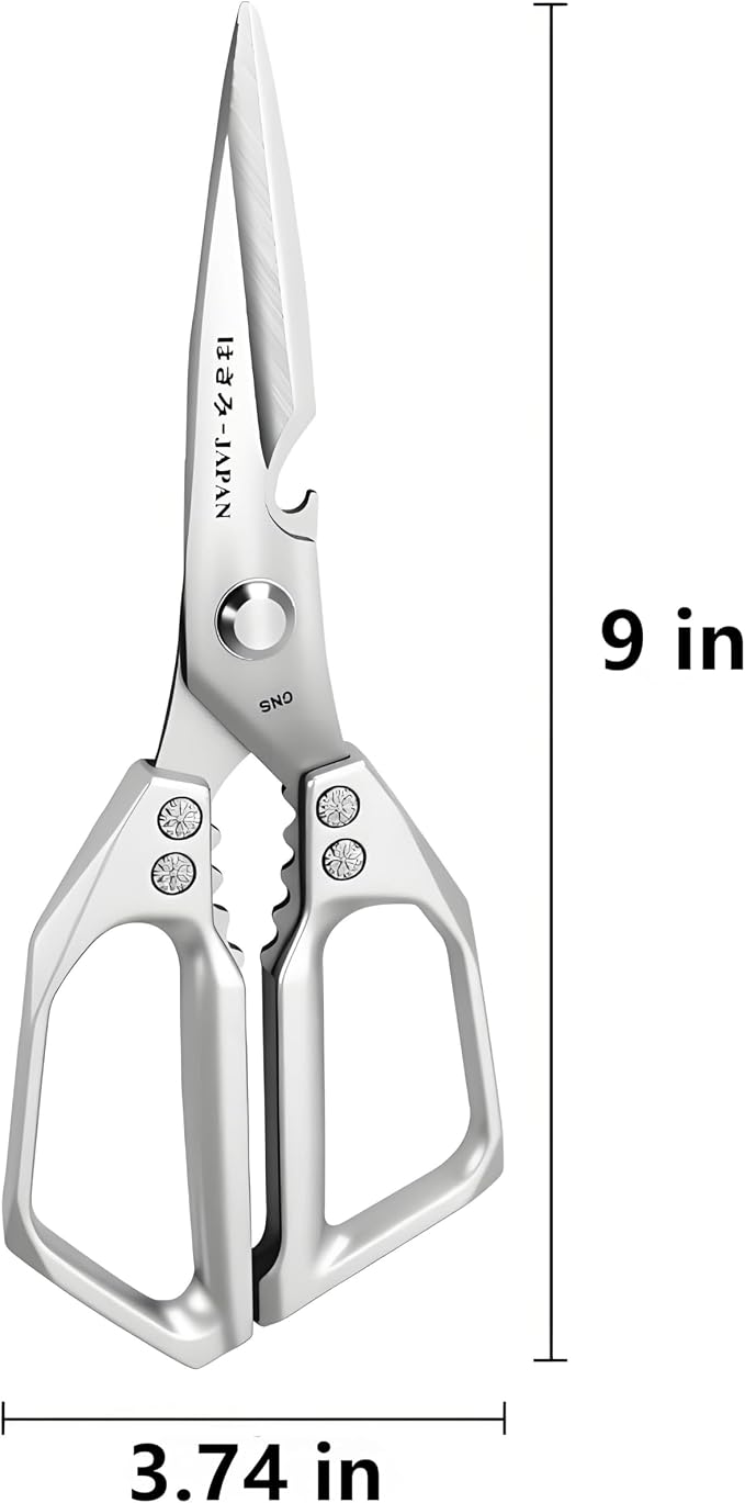 Kitchen Scissors, All Purpose，Ultra Sharp Meat Scissors，Heavy Duty Silver Cooking Scissor，Dishwash Safe Stainless Steel Kitchen Shears for Food, Chicken Bones, Turkey