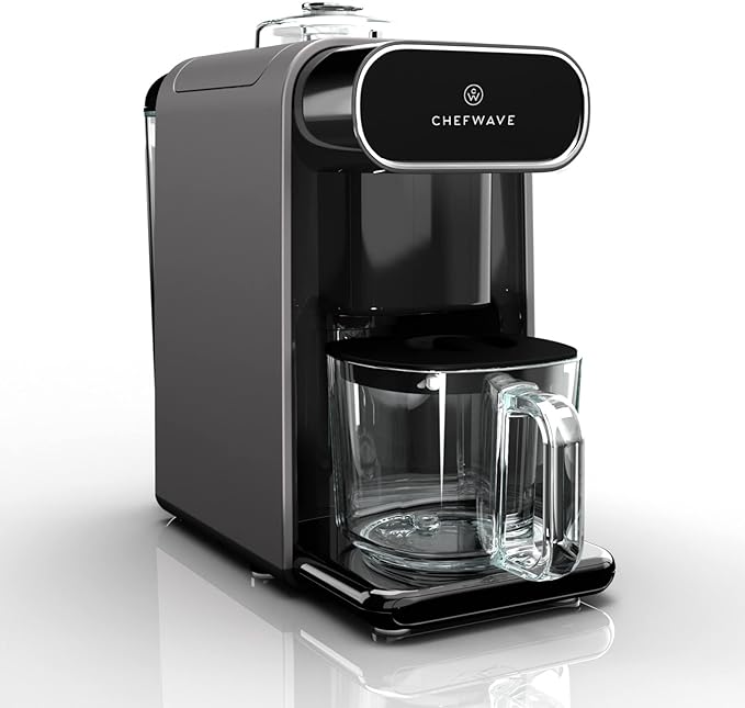 ChefWave Milkmade Non-Dairy Milk Maker (Black/Silver) with Handheld Milk Frother (2 Items)