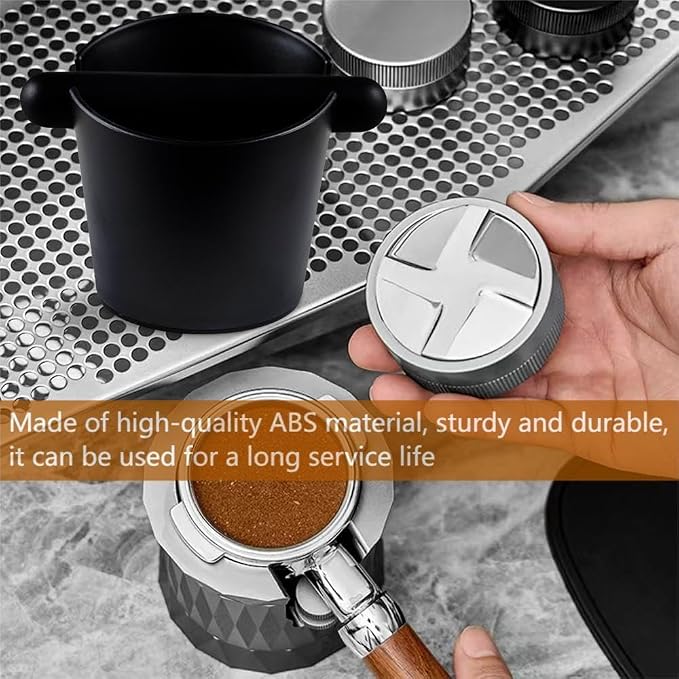 IAOSEN 5 inch Coffee Knock Box Espresso Knock Box with a longer detachable Knocking Rod Shock-Absorbent Durable Non-Slip Base Espresso Machine Accessories Espresso Dump Bin for Home/Office