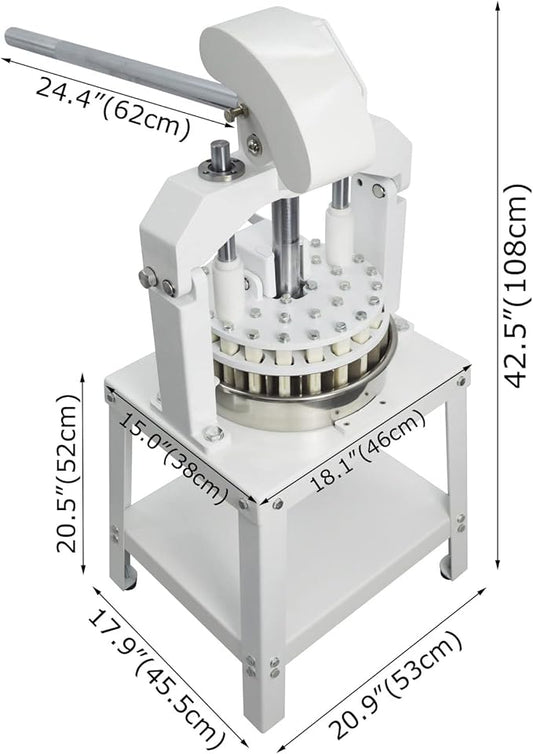 24PCS Vertical Type Manual Dough Dividing Machine 2 Trays Manual Dough Divider Bakery Dough Cutter Machine 1.59oz-8.46oz(45g-240g)/pcs
