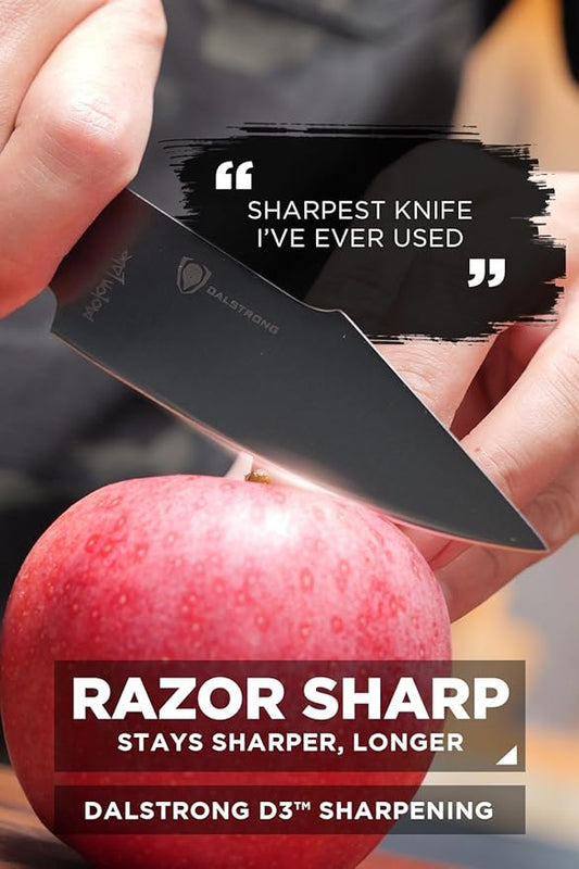 Dalstrong Paring Knife - 4 inch - Spartan Ghost Series - Premium American Forged S35VN Powdered Steel - Razor Sharp Blade - Kitchen Knife - Maple & Red Resin Handle - Sheath