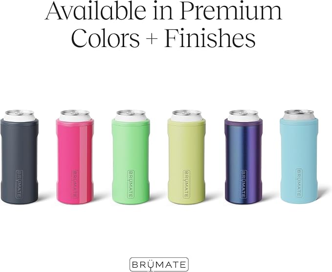 BrüMate Hopsulator Slim Can Cooler Insulated for 12oz Slim Cans | Skinny Can Insulated Stainless Steel Drink Holder for Hard Seltzer, Beer, Soda, and Energy Drinks (Glacier)
