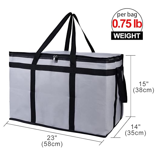 Bodaon Insulated Food Delivery Bag, XXX-Large, Grocery Bags, Grey, 1-Pack | Grocery Tote Insulation Bag for Catering/Drivers for Hot and Cold Meal, Pizza Warmer, Cooler Bag, Food Warmers for Parties