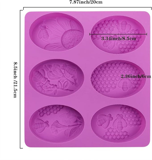 3D Bee Soap Molds 2pcs 6 Cavities Honeybee Silicone Soap Molds Honeycomb Soap Mold for Homemade Craft Soap