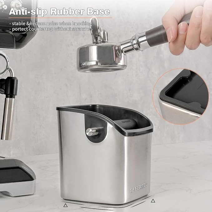 Espresso Puck Knock Box Accessories - Home Use Small Coffee Knock Box Stainless Steel Dump Bin Barista Tools for Espresso Machine Bar Coffee Grounds