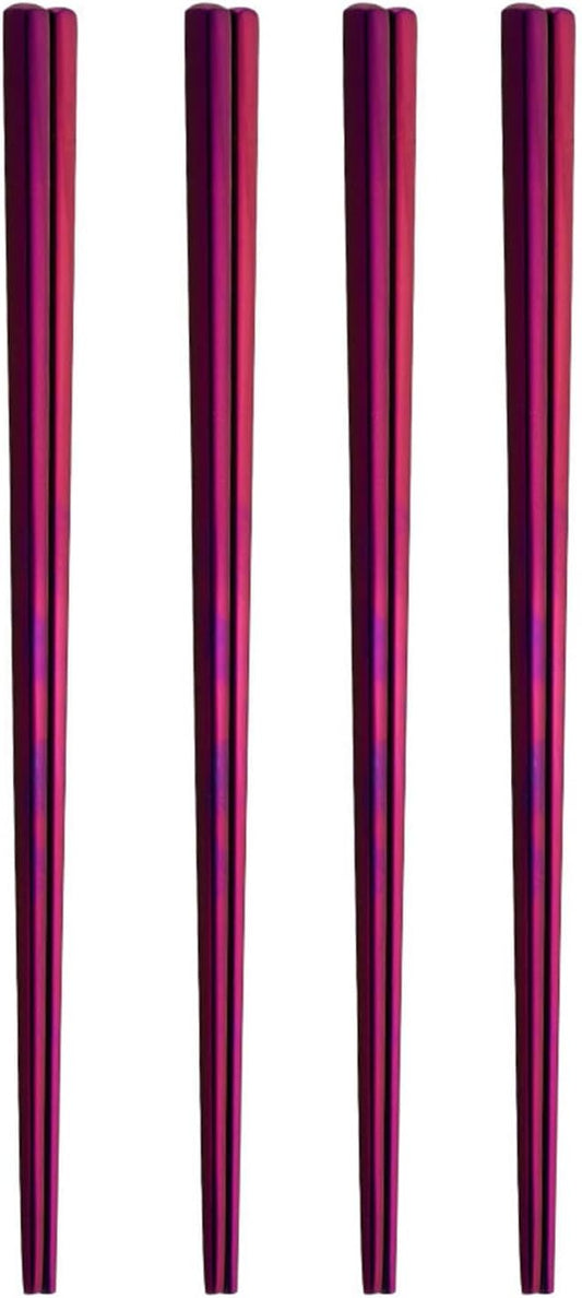 Stainless Steel Chopsticks,Reusable ,Dishwasher Safe , Easy to Use（4 PCS,purple）