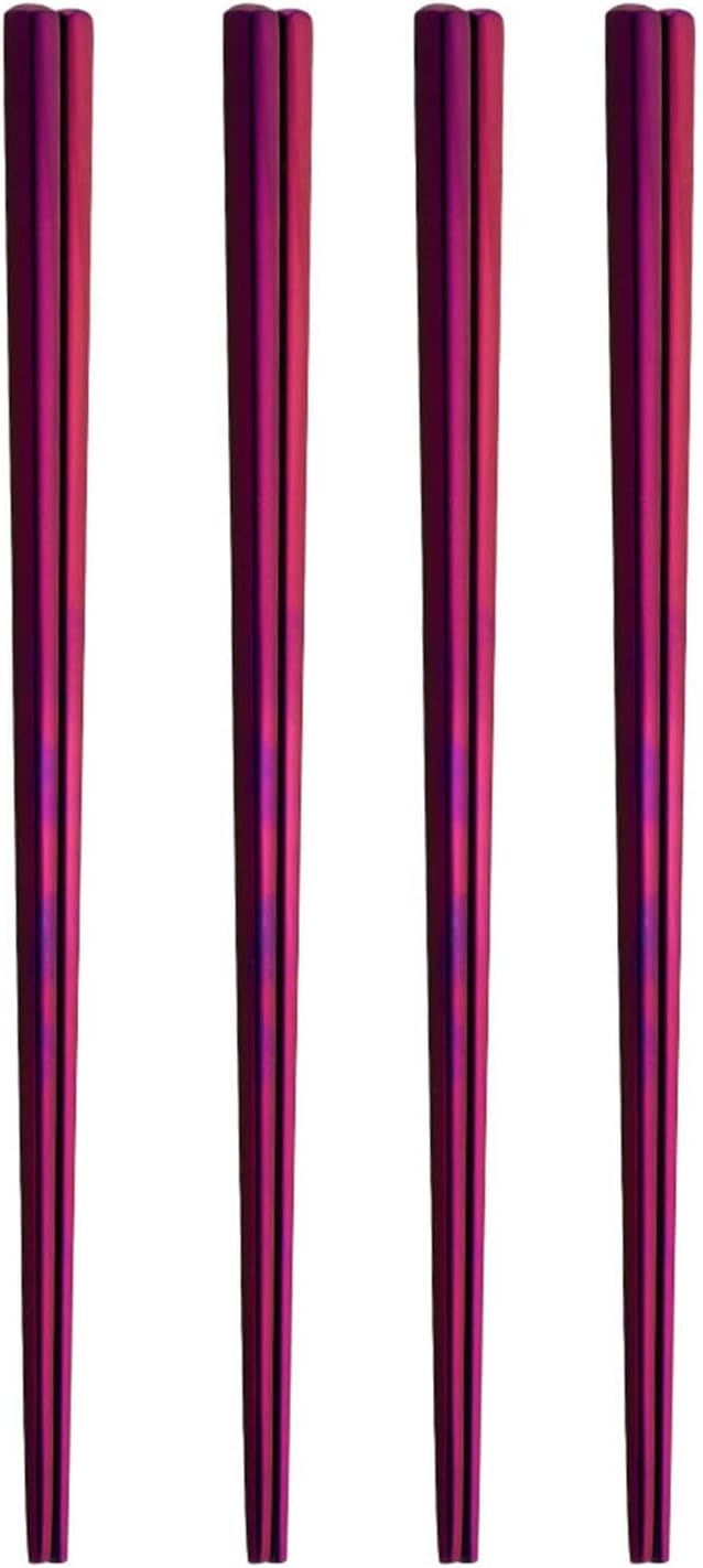 Stainless Steel Chopsticks,Reusable , Easy to Use（4 PCS,purple）