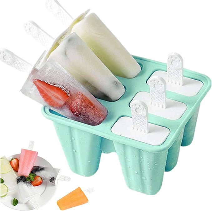 Popsicle Mold,Popsicle Molds 6 Pieces Silicone Ice Pop Molds BPA Free Popsicle Mold Reusable Easy Release Ice Pop Make (Green)