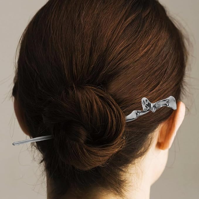 Lurrose Metal Hair Sticks for Women 2Pcs Chinese Hairpins Vintage Hair Jewelry Accessories for Buns and Styling 6.69In Durable Chopsticks with Geometric Design