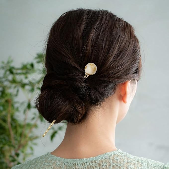 6Pcs Hair Sticks for Buns Elegant French Hair Pins for Women, Alloy Hair Forks for Curly, Straight, Wavy & Fine Hair