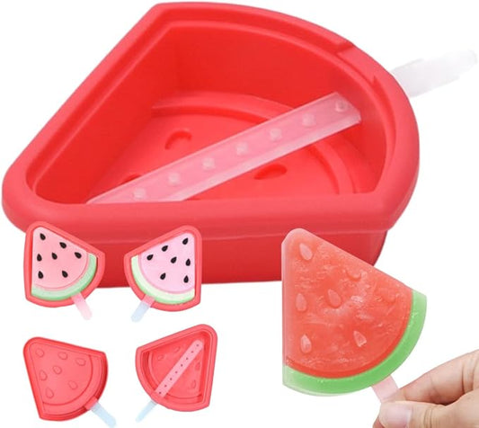 2 Pack Watermelon Popsicle Mold Set with Sticks Silicone Popsicle Maker Ice Cream Molds DIY Frozen Ice Pop Molds Kitchen Accessories Easy Release Breastmilk Reusable BPA Free for Summer Homemade