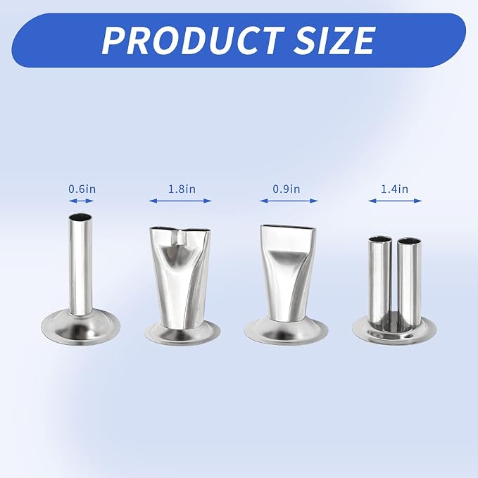 Hoypeyfiy Stainless Steel Jerky Gun Nozzles, Sausage Maker Nozzles 4Pcs Handmade Beef Jerky Nozzles (stainless steel jerky nozzle)