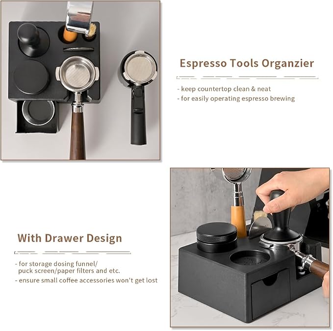CAFEMASY Espresso Tamping Station Organizer - Espresso Machine Accessories Coffee Tamper Station Holder for 54mm 53mm 51mm Epsresso Portafilter Coffee Tools Organzier for Baristas
