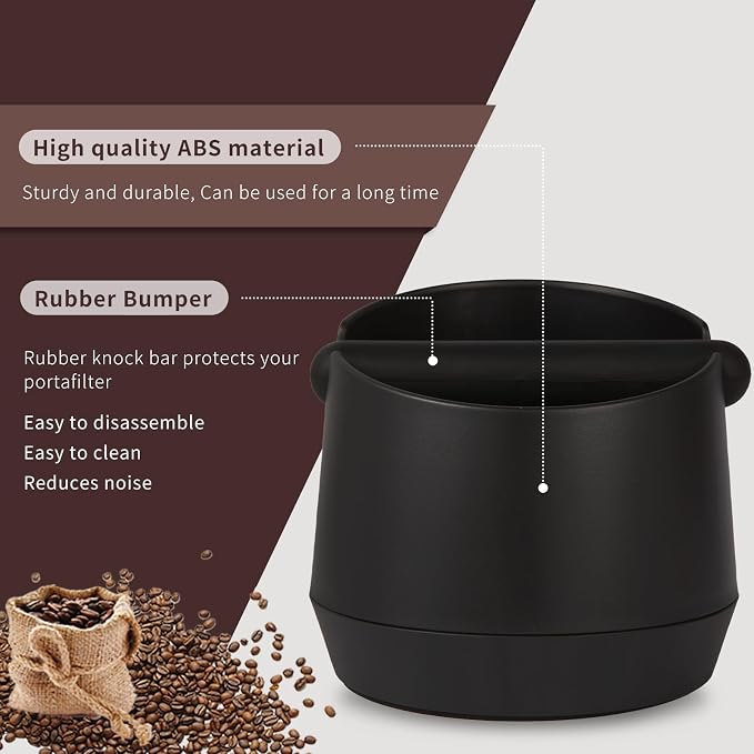 IAOSEN Knock Box 6 Inch Extra Large Capacity Design Espresso Knock Box Shock-absorbent Knock Box Espresso with Removable Knock Bar and Non-Slip Base Espresso Accessories for Home/Office