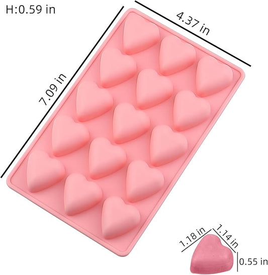 Heart Chocolate Molds Valentine's Candy Molds 3 pcs Silicone Heart Mold for Resin Jelly Ice Cube Cupcake Cake Topper Decoration