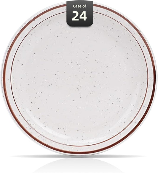 Stoneware Narrow Rim Commercial Grade Dinnerware Brown Speckle, Plate 9", Case of 24