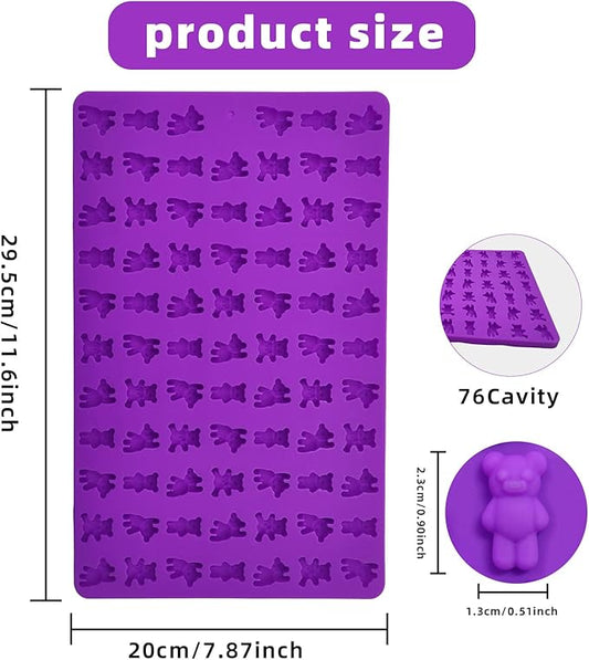 2 PCS Gummy Bear Candy Molds Silicone, 152 Cavity Bear Shape Mini Silicone Gummy Molds for Chocolate, Candy, Biscuits, Cookie, Jelly,Fondant,Ice Cube,Pet Dog Treats Mold