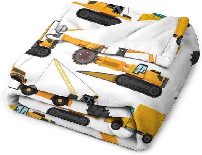 Excavators Construction Blanket Gifts for Yellow Trucks Lover 40 x 50 Inch for Kid,Construction Excavators Fannel Fleece Throw Blanket Super Soft Throws Blanket for Bed Couch Sofa