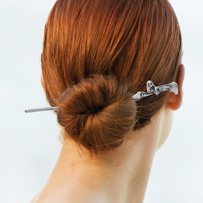 Lurrose Metal Hair Sticks for Women 2Pcs Chinese Hairpins Vintage Hair Jewelry Accessories for Buns and Styling 6.69In Durable Chopsticks with Geometric Design