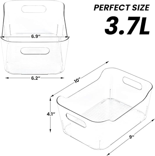 Clear Plastic Storage Bins, Set of 12, Multi-Use Organization and Storage Containers for Pantry, Cabinet, Refrigerator, Freezer, Bathroom, Organizer Bins for Home & Kitchen