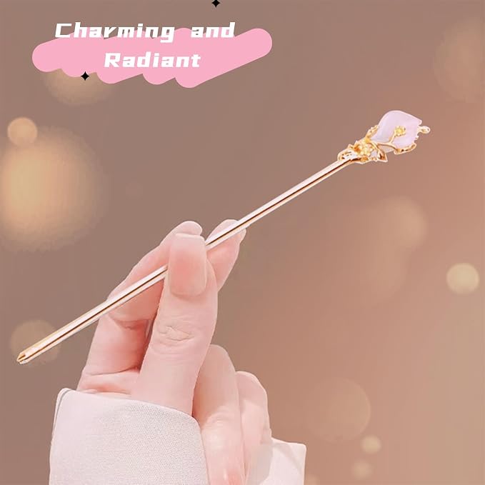 2 Pcs Gold Hair Stick Metal Rhinestone Hair Fork Traditional Hair Chopsticks for Women Vintage Hair Accessories