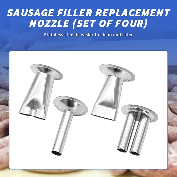 Hoypeyfiy Stainless Steel Jerky Gun Nozzles, Sausage Maker Nozzles 4Pcs Handmade Beef Jerky Nozzles (stainless steel jerky nozzle)