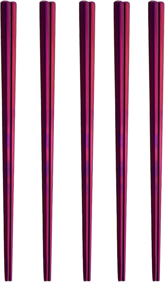 Stainless Steel Chopsticks,Reusable ,Dishwasher Safe , Easy to Use（5 PCS,purple）
