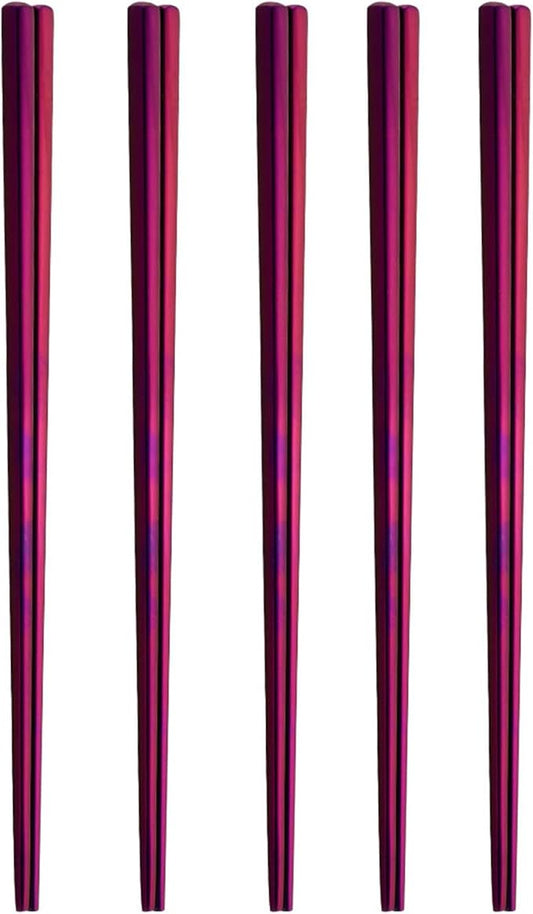 Stainless Steel Chopsticks,Reusable ,Dishwasher Safe , Easy to Use（5 PCS,purple）