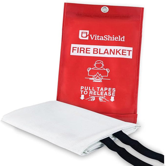 Emergency Fire Blanket for Kitchen Grease Fire, 39x39in, Easy Pull Tabs for Quick Use, 1076°F Heat Resistant Fiberglass, No Mess Extinguisher Alternative for Home Car RV BBQ (1 Pack)