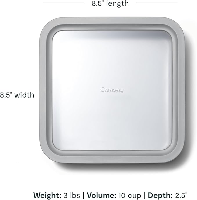 Caraway 6pc Glass Food Storage Set – 10 Cup Food Containers (6) - Ceramic Coated - Non Toxic, Non Stick with Lids - Microwave Safe - Gray