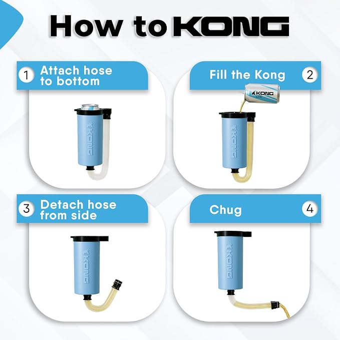 The Kong Skinny Can - Portable Coozie or Bottle Cooler/Cup With Detachable, Expandable, Hose To Funnel Your Drink (Blue)