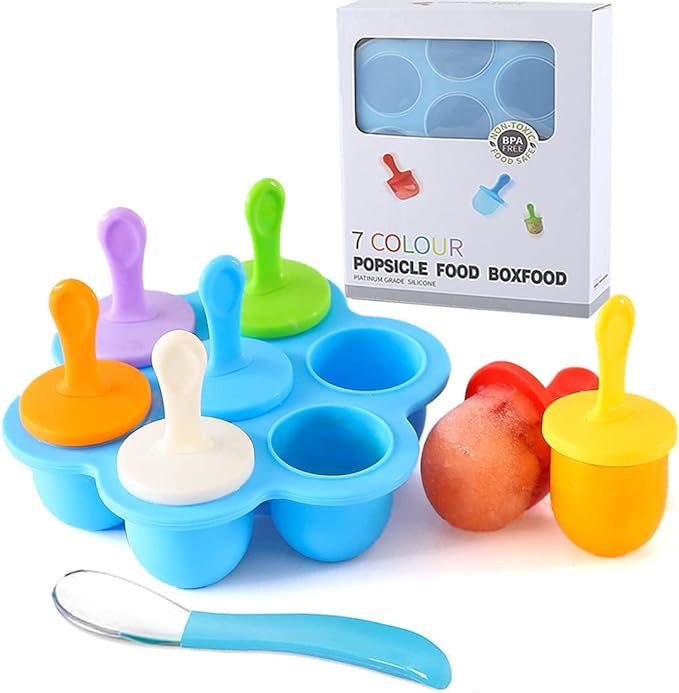 Silicone Popsicle Molds, Ice Pop Molds, Storage Container for Homemade Food, Kids Ice Cream DIY Pop Molds - BPA Free (Blue)