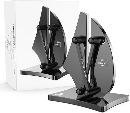 VN3 Professional Knife Sharpener | 3-Action Streamlined Sailboat Design for Effortless Knife Sharpening - The Ultimate Tool for Precision 11 to 21 Degree Angles (Obsidian Color)