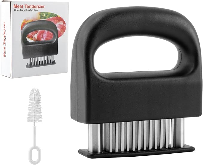 Meat Tenderizer Tool, Stainless Steel Meat Tenderizer With 48 Ultra Sharp Needle Blades, Cooking Gadget for Chicken, Steak, Veal, Pork, BBQ(COLOR:Black)