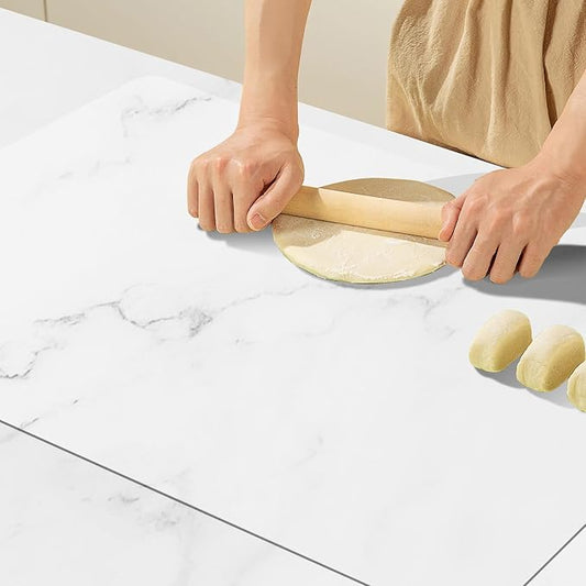 Food-Grade Silicone mat，2MM Extra Thick Silicone Mats for Kitchen Counter, 25.6" x17.7" Non-Slip Waterproof Large Countertop Protector Mat, Heat Resistant Mat, Silicone Placemat (Translucent)