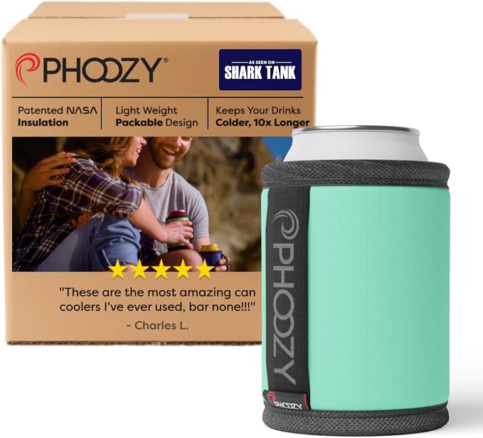 PHOOZY Insulated Can Cooler for 12 oz Cans - Patented Drink Sleeve with NASA-Inspired Technology - Keeps Beer, Soda & Sparkling Water Cold Longer - Lightweight Outdoor Can Holder - Mint