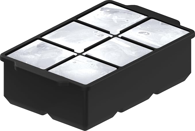 KitchFort® Large Silicone Ice Cube Tray (2-Pack) - 2" Big Ice Mold with Lid | Easy Release, Cocktail, Whiskey Ice Cubes Mold - Food Grade - Ice Cube Trays for Freezer - Stackable Silicone Ice Tray