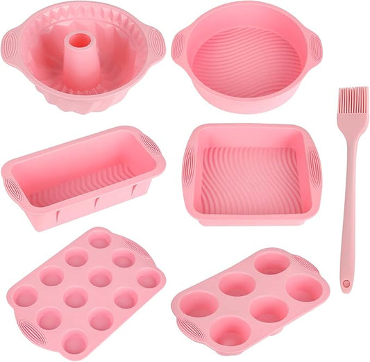 Silicone Bakeware Set, Heat Resistant Baking Pans, Nonstick Baking Molds for Cake