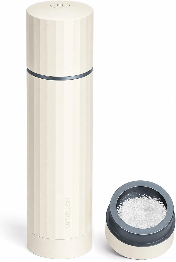 Manual Metal Salt Grinder Refillable, Titanium Alloy for Dry Salt | Titanium Alloy Core, 60+ Settings, High-Output Grinding, Dual Bearings, Magnetic Powder Chamber