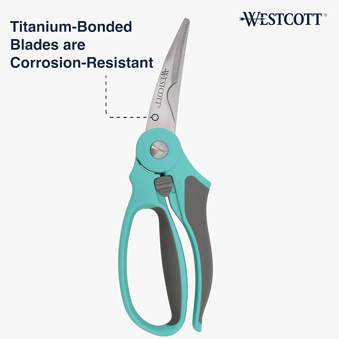 Westcott 9-Inch Titanium-Bonded Kitchen Shears - Soft Handle Spring-Assist Scissors for a Variety of Kitchen Tasks, Ideal for Poultry, Vegetables, and More
