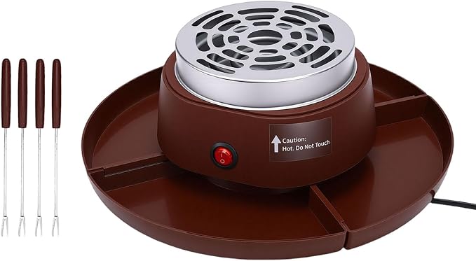 AUNMAS 2 in 1 Electric Smores Maker Kit Indoor Tabletop Roaster with 4 Forks & Detachable Trays for Family Gatherings Game Nights (US Plug)