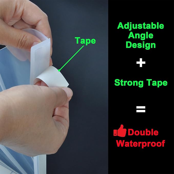 Silicone Shower Splash Guard, XXL Clear Bathtub Corner Splash Guard, Bathroom Shower Water Guard with Self-Adhesive, Can Be Adjustable Angle in Washbasin, Tubs, Sinks Etc - 2Pack