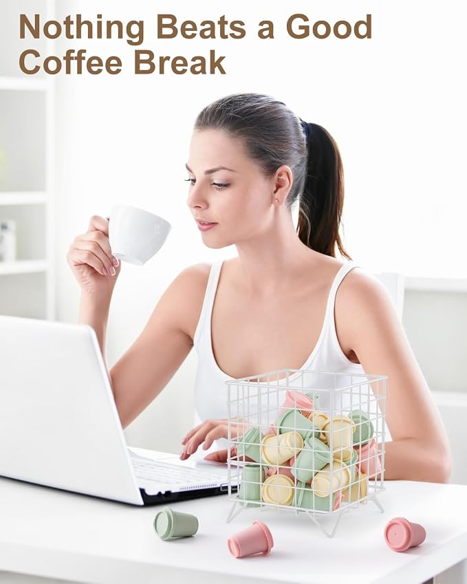 K Cup Holders for Counter, Coffee Pod Holder, White, 5.3x5.3x6.3 Inch | Coffee Bar Organizer, K Cup Holders for Counter, Large Capacity Coffee Pods Organizer, for Kitchen Counter & Office Desktop