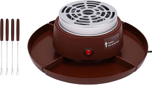 AUNMAS 2 in 1 Electric Smores Maker, Tabletop Roaster and Chocolate Fondue Pot with 4 Forks and Detachable Trays, for Indoor Family Gatherings and Holiday Parties (US Plug 110V)