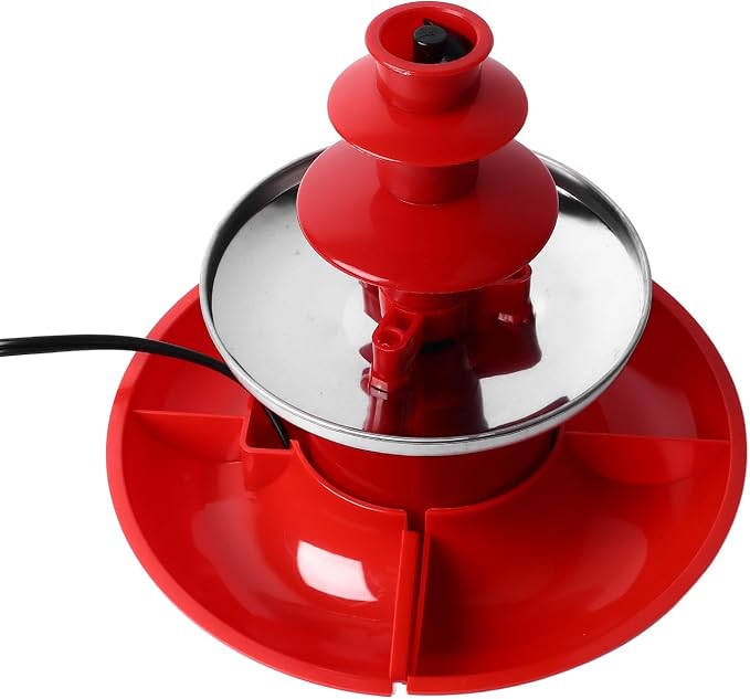 3 Tier Electric Chocolate Fondue Fountain Machine, Chocolate Sauce Fountain Machine with Detachable Plates for Parties Game Nights Xmas