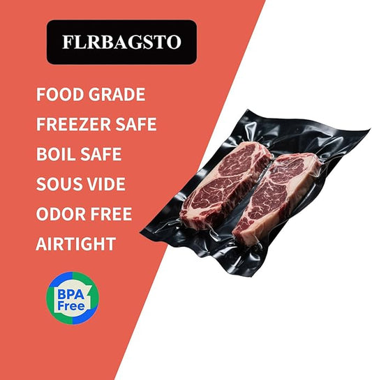 Black and Clear Vacuum Sealer Bags 11" x 24", 5.5 Mil Precut Vacuum Seal Bags for Food Storage, Sous Vide, and Meal Prep, Heavy Duty Commercial Grade, 50 Count