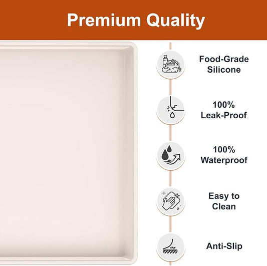 ukeetap 34" x 22" Extra Thick Silicone Mat Waterproof with Raised Edge, Under Sink Mat for Kitchen & Bathroom, Kitchen Cabinet Liner, Multi-Purpose for Storage & Protection, Beige