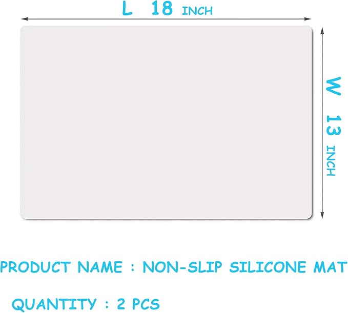 Large Clear Silicone Craft Mats: 13"W x 18"L Heat Resistant Non Slip | 0.8mm Thick Non Stick Silicone Sheet 2 PCS -Translucent Silicone Placemat for Epoxy Resin Jewelry Glitter DIY Crafts for Kids